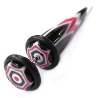 Load image into Gallery viewer, Fake Piercing Expander Zacken Blume rot schwarz Dehnungsstab Straight Dehnstab Unisex Ohrstecker - chic-net.de
