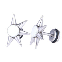 Load image into Gallery viewer, Fake Piercing Expander Zacken weißer Stein silberfarben Schraubverschluss Edelstahl - chic-net.de
