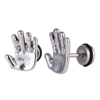 Load image into Gallery viewer, Fake Piercing Finger Hand High Five Edelstahl Schraubverschluss silberfarben - chic-net.de
