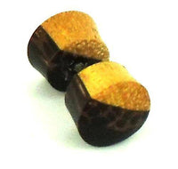 Load image into Gallery viewer, Fake Piercing Holz gelb schwarz braun 10mm Plug - chic-net.de
