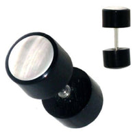 Cargar imagen en el visor de la galería, Fake Piercing Horn schwarz Perlmutt weiß, Expander, Ohrhänger, Ohrstecker, Ohrring - chic-net.de
