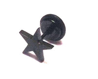 Cargar imagen en el visor de la galería, Fake Piercing Plug Ohrstecker Unisex Acryl schwarz Scheibe Gummiring Stern Schmuck - chic-net.de
