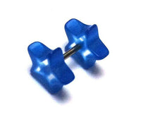 Load image into Gallery viewer, Fake Piercing Plug Tunnel Ohrstecker Unisex Kunststoff blau Schmuck Sterne - chic-net.de
