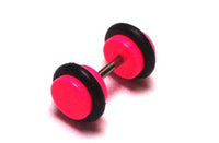 Cargar imagen en el visor de la galería, Fake Piercing Plug Tunnel Ohrstecker Unisex Kunststoff pink Scheibe Schmuck Gummiring - chic-net.de
