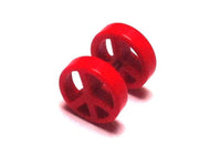 Load image into Gallery viewer, Fake Piercing Plug Tunnel Ohrstecker Unisex Kunststoff rot Peace Zeichen Schmuck - chic-net.de
