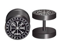 Load image into Gallery viewer, Fake Piercing Plug Viking schwarz Edelstahl 10mm.
