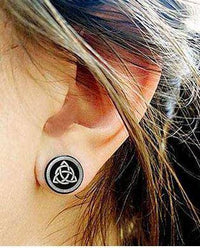 Load image into Gallery viewer, Fake Piercing Plug Viking schwarz Edelstahl 10mm.
