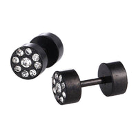 Cargar imagen en el visor de la galería, Fake Piercing schwarz rund weiße Zirkonia Steine Edelstahl Schraubverschluss - chic-net.de
