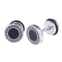 Load image into Gallery viewer, Fake Piercing schwarzer Kreis Muster Quadrate Edelstahl Schraubverschluss silber Farben - chic-net.de
