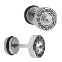 Load image into Gallery viewer, Fake Piercing silbern rund kleiner Zirkonia Stein weiß quadratisches Muster Edelstahl - chic-net.de
