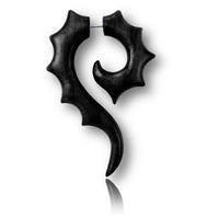 Cargar imagen en el visor de la galería, Fake Piercing Sono Holz Zacken Fragezeichen schwarz Plug Ohrstecker - chic-net.de
