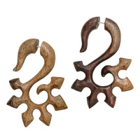 Load image into Gallery viewer, Fake Piercing Sonoholz Edelstahl handgeschnitzt groß hell dunkelbraun Dehner - chic-net.de
