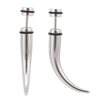 Cargar imagen en el visor de la galería, Fake Piercing Spike gebogen silberfarben 43 mm Schraubverschluss Edelstahl - chic-net.de
