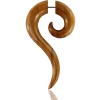 Load image into Gallery viewer, Fake Piercing Teak Holz Fragezeichen 43 mm Plug Ohrstecker braun gemasert - chic-net.de
