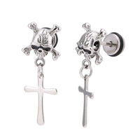 Cargar imagen en el visor de la galería, Fake Piercing Totenkopf Knochen Kreuz Anhänger Schraubverschluss silberfarben - chic-net.de
