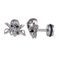 Load image into Gallery viewer, Fake Piercing Totenkopf kreuzt Schwerter Edelstahl Schraubverschluss silber Farben - chic-net.de
