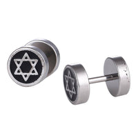 Load image into Gallery viewer, Fake Plug Edelstahl schwarz silbern Stern doppelt - chic-net.de
