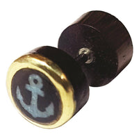 Load image into Gallery viewer, Fake Plug Piercing Edelstahl Holz Rand gold bemalt - chic-net.de
