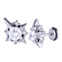 Load image into Gallery viewer, Fake Plug Piercing Edelstahl silber Farben Blume Zirkonia Stein weiß rund - chic-net.de

