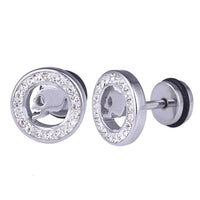 Load image into Gallery viewer, Fake Plug Piercing Edelstahl silberfarben Rand Zirkonia Steine Totenkopf Schädel - chic-net.de
