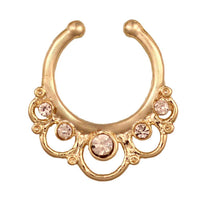 Cargar imagen en el visor de la galería, Fake Septum Piercing gelbgolden Kreise Zirkonia Steine Kugeln Edelstahl - chic-net.de
