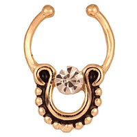 Load image into Gallery viewer, Fake Septum Piercing goldfarben rund schwarz weißer Zirkonia Stein Edelstahl - chic-net.de
