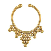 Load image into Gallery viewer, Fake Septum Piercing Nasenringe golden antik Brass kleine Kugeln als Dreiecke Tribal - chic-net.de
