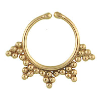Load image into Gallery viewer, Fake Septum Piercing Nasenringe golden antik Brass mit Kugeln als Zacken Muster - chic-net.de
