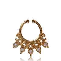 Load image into Gallery viewer, Fake Septum Piercing Nasenringe Herzen Glitzer Steine Brass Messing golden antik - chic-net.de
