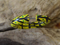 Load image into Gallery viewer, Fake Spirale bemalt gelb schwarz grün Piercing Holz - chic-net.de
