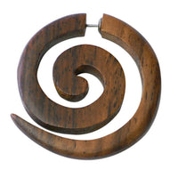 Cargar imagen en el visor de la galería, Fake Spirale Lobe Piercing Edelstahl Ohrstecker Dehnschnecke Holz Ohrring Dehner - chic-net.de
