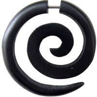 Cargar imagen en el visor de la galería, Fake Spirale Lobe Piercing Edelstahl Ohrstecker Dehnschnecke Holz Ohrring Dehner - chic-net.de

