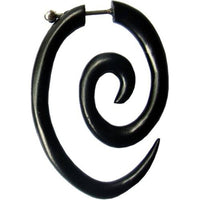 Cargar imagen en el visor de la galería, Fake Spirale Lobe Piercing Edelstahl Ohrstecker Dehnschnecke Holz Ohrring Dehner - chic-net.de
