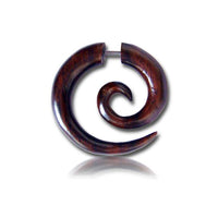 Cargar imagen en el visor de la galería, Fake Spirale Lobe Piercing Edelstahl Ohrstecker Dehnschnecke Holz Ohrring Dehner - chic-net.de
