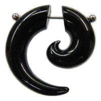 Cargar imagen en el visor de la galería, Fake Spirale Piercing Plug Ohrstecker Unisex Acryl Edelstahl Stab schwarz Schmuck - chic-net.de
