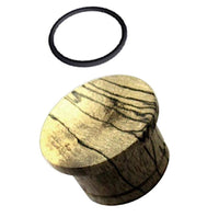 Cargar imagen en el visor de la galería, Flat Top Plug Tamarinden Holz hell single flared Maserung Gummiring Tunnel Tribal - chic-net.de
