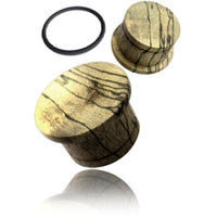 Cargar imagen en el visor de la galería, Flat Top Plug Tamarinden Holz hell single flared Maserung Gummiring Tunnel Tribal - chic-net.de
