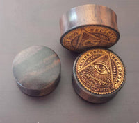 Cargar imagen en el visor de la galería, Flesh Plug Allsehendes Auge der Vorsehung Holz Sonoholz Jackfrucht double flared - chic-net.de
