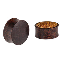 Load image into Gallery viewer, Flesh Plug Blume des Lebens Blütenrand Holz Tamarinde Jackfrucht double flared - chic-net.de
