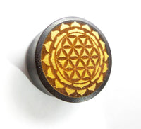 Load image into Gallery viewer, Flesh Plug Blume des Lebens Blütenrand Holz Tamarinde Jackfrucht double flared - chic-net.de
