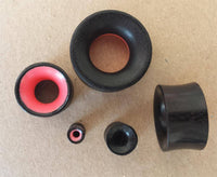 Cargar imagen en el visor de la galería, Flesh Plug Eisenholz Holz dunkel double flared pink Resin Inlay Ohr Piercing - chic-net.de
