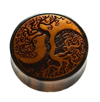 Cargar imagen en el visor de la galería, Flesh Plug Holz Yin Yang Baum des Lebens double flared.
