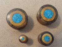 Cargar imagen en el visor de la galería, Flesh Plug Ringe crushed Türkis Jackfrucht Parasitholz - chic-net.de
