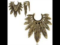 Load image into Gallery viewer, Flesh Tunnel antik gold Messing Plug zum Einhängen Spalt Federschmuck Indianer - chic-net.de

