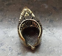 Load image into Gallery viewer, Flesh Tunnel antik gold Messing zum Einhängen Flamme - chic-net.de
