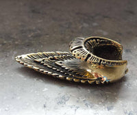 Load image into Gallery viewer, Flesh Tunnel antik gold Messing zum Einhängen Flamme - chic-net.de
