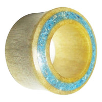 Load image into Gallery viewer, Flesh Tunnel Krokodilholz Rim Inlay dünn Türkis double flared - chic-net.de
