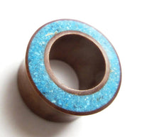 Load image into Gallery viewer, Flesh Tunnel Sawoholz Rim Inlay Türkis double flared dick - chic-net.de
