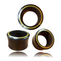 Load image into Gallery viewer, Flesh Tunnel Sonoholz Jackfrucht Holz Rim Inlay gelb Lobe Piercing double flared - chic-net.de
