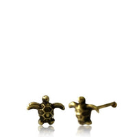 Cargar imagen en el visor de la galería, Gerader Nasenstecker 0,8 mm Nostril Tragus golden Schildkröte Messing 8 mm lang - chic-net.de

